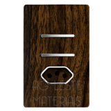 Conjunto Interruptor Duplo Simples + Tomada 10A 4X2  - Novara Especiais Ébano